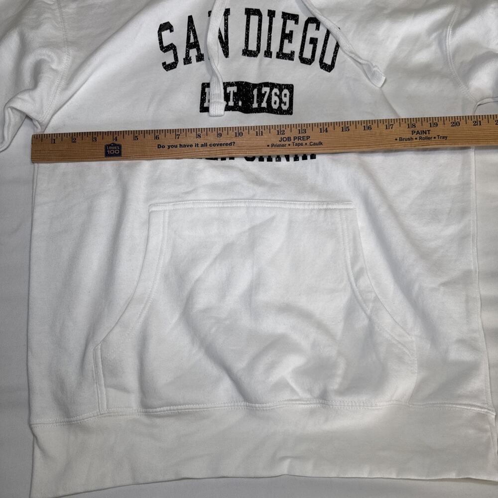 San Diego California Spellout Graphic White Hooded Sweatshirt Womens Large - Picture 4 of 11